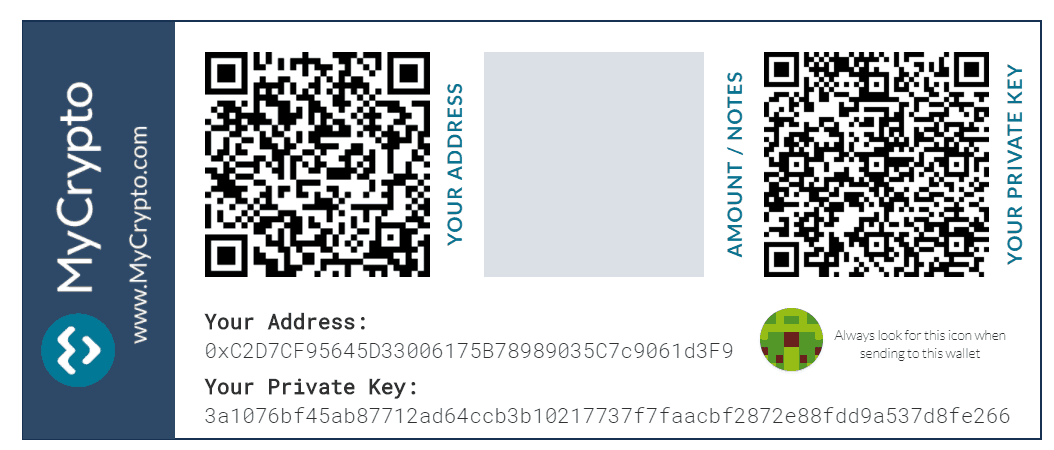 A MyCrypto használatával létrehozott papír pénztárca